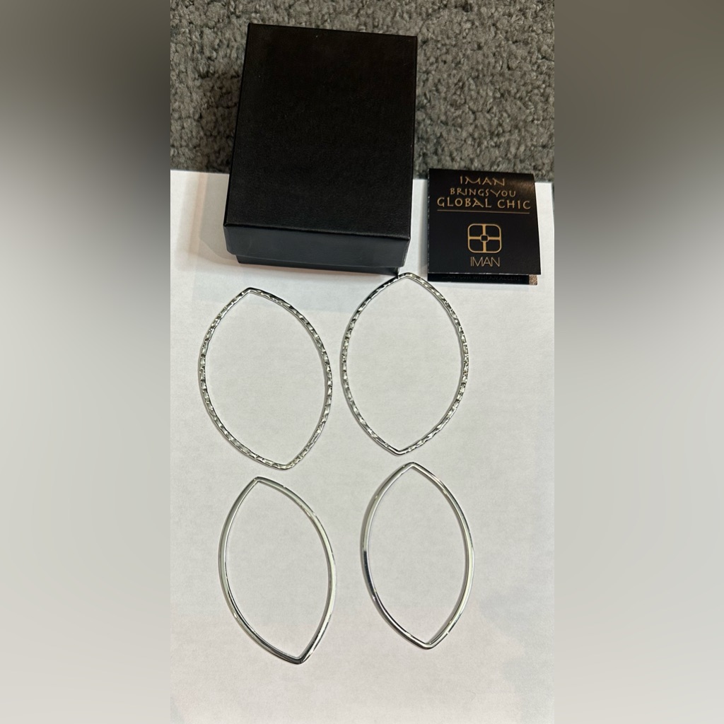Iman Hsn Global Chic Vintage Glamour Silver Bangle Pendants Teardrop